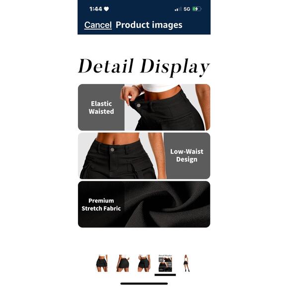 Elleven High Stretch Low Waist Denim Cargo Mini Skirt - Black - Size XS - Picture 4 of 11